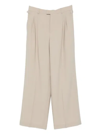 Ami Alexandre Mattiussi Pleated Wide-leg Trousers In Neutral