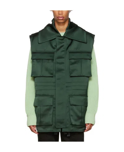 Ami Alexandre Mattiussi Pocket-detail Flared Gilet In Green
