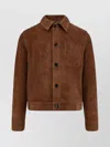 Ami Alexandre Mattiussi Mens Noisette Pointed-collar Embossed-logo Leather Jacket In Brown
