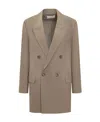 Ami Alexandre Mattiussi Pointed Collar Double-breasted Coat In Gray