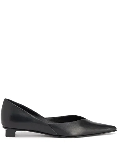 Ami Alexandre Mattiussi Pointed-toe Flat Shoes With Low Geometric Heel In Black