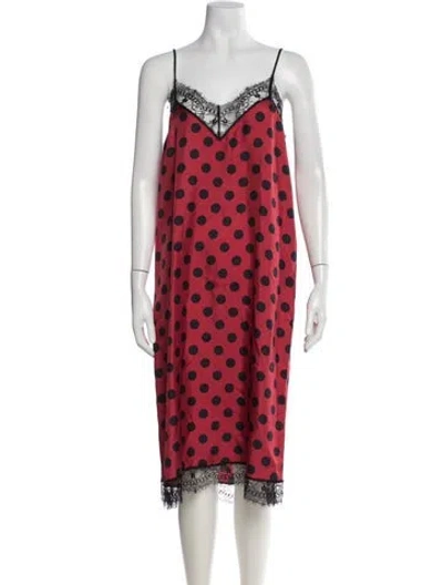 Pre-owned Ami Alexandre Mattiussi Polka Dot Print Midi Length Dress In Red