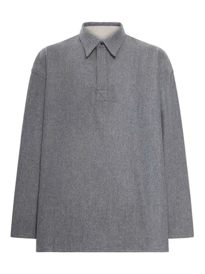 Ami Alexandre Mattiussi Long-sleeved Wool Polo Shirt In Blue
