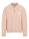 Ami Alexandre Mattiussi Ami Paris Powder Pink Ami De Coeur Polo Sweater Men In Pink