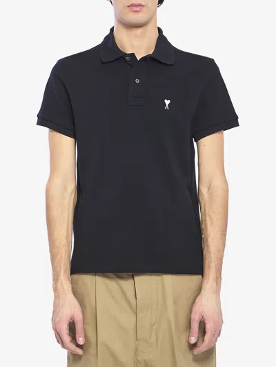 Ami Alexandre Mattiussi Black Polo Shirt With Ami De Coeur Logo Embroidered On The Front In Cotton Man In Multi