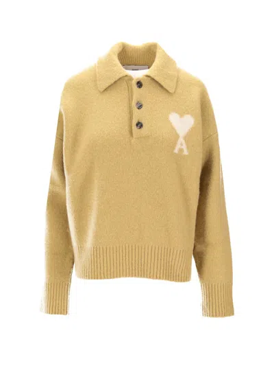 Ami Alexandre Mattiussi Polo Ami Paris De Coeur In Brown