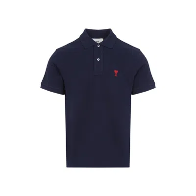 Ami Alexandre Mattiussi Ami De Coeur Polo T-shirt In Blue