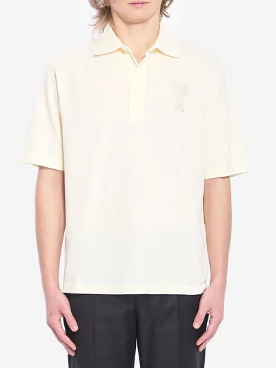 Ami Alexandre Mattiussi Ami Paris Classic Polo Shirt With Embroidered Applique In White