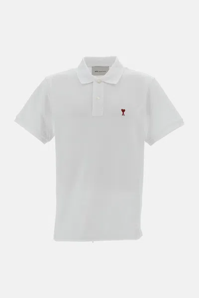 Ami Alexandre Mattiussi Polo Red Ami De Coeur In White