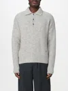 Ami Alexandre Mattiussi Light Grey Knit Sweater With Polo Collar And Three-button Placket In Gray