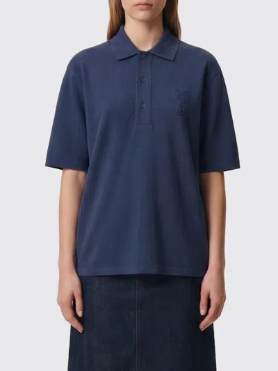 Ami Alexandre Mattiussi Polo Shirt Ami Paris Woman Color Blue