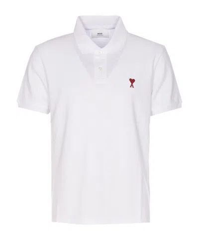 Ami Alexandre Mattiussi Organic Cotton Ami De Coeur Polo Shirt In White