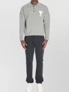 Ami Alexandre Mattiussi Ami Paris Polo Ami De Coeur With Embroidery In Gray