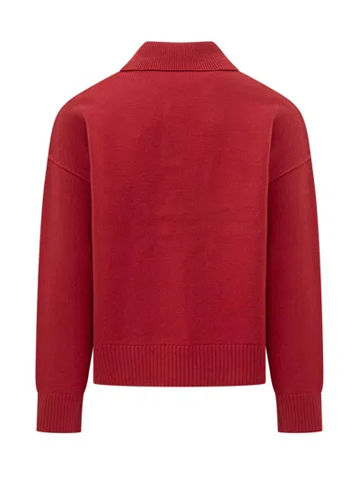 Ami Alexandre Mattiussi Polo Sweater With Contrasting Details In Red