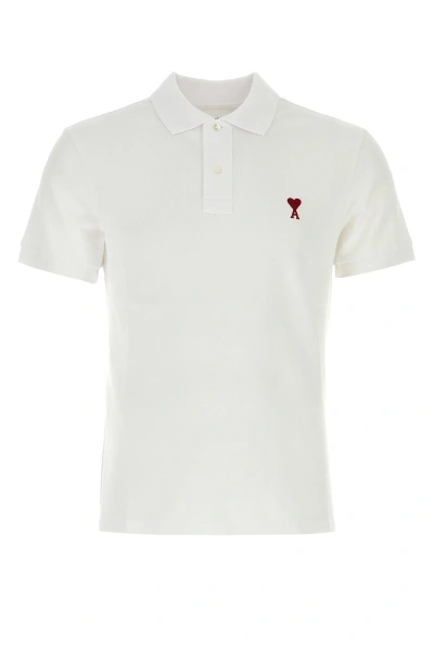 AMI ALEXANDRE MATTIUSSI AMI WHITE PIQUET POLO SHIRT