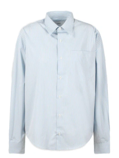 Ami Alexandre Mattiussi Poplin Striped Button In Multi