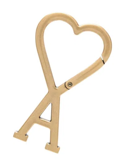 Ami Alexandre Mattiussi Ami De Coeur Hook Keyring In Laiton Vibré
