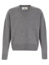 Ami Alexandre Mattiussi Puff Logo Patch Sweater Sweaters And Cardigans Gray In Gray