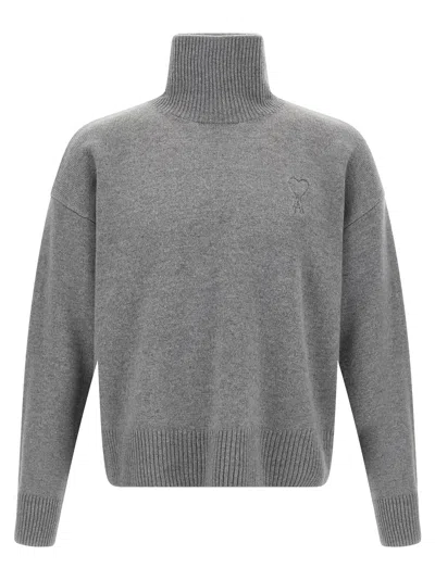 Ami Alexandre Mattiussi Puff Logo Sweater Sweaters And Cardigans Gray