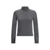 Ami Alexandre Mattiussi Cropped Cashmere Blend Turtleneck Sweater With Ribbed Detailing In Gray