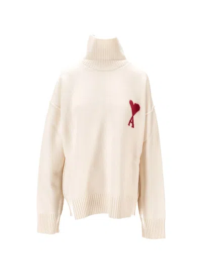 Ami Alexandre Mattiussi Pull Col Cheminee Ami Paris De Coeur In Neutral