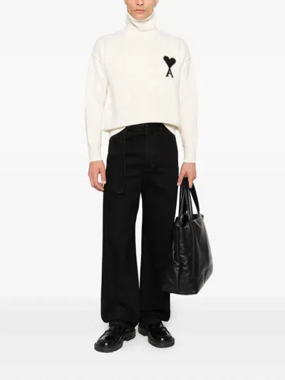 Ami Alexandre Mattiussi Pull Col Cheminee Ami Paris De Coeur In White