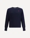Ami Alexandre Mattiussi Ami Navy Blue Cotton Jersey Sweater With Signature Embroidered Motif In Blue