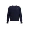 Ami Alexandre Mattiussi Ami Navy Blue Cotton Jersey Sweater With Signature Embroidered Motif In Blue