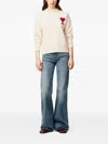 Ami Alexandre Mattiussi Heart Friend Wool Sweater With Exposed Stitching In White