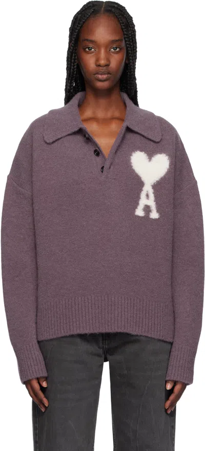 Ami Alexandre Mattiussi Purple Ami De Coeur Polo In Lilac/504