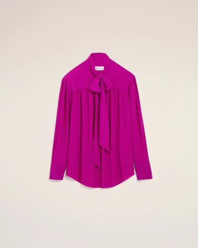 Ami Alexandre Mattiussi Purple Lavalliere Silk-blend Blouse Purple