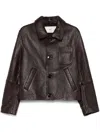 Ami Alexandre Mattiussi Leather Jacket With Chest Patch Pocket In Purple
