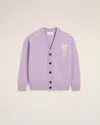 Ami Alexandre Mattiussi Ami Men Lilac Wool Cardigan In Lilac/off White
