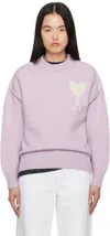 Ami Alexandre Mattiussi Ami De Caur Virgin Wool Sweater In Lila/ecru/505