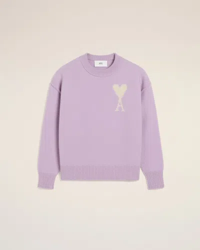 Ami Alexandre Mattiussi Purple Wool Ami De Coeur Sweater Purple In Lilac/off White
