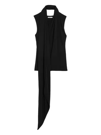 Ami Alexandre Mattiussi Sleeveless Top Asymmetric Hem Draped Detail In Black