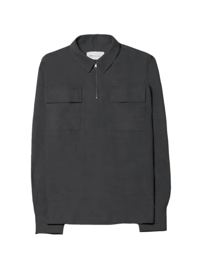 Ami Alexandre Mattiussi Quarter-zip Chest-pocket Polo Shirt In Gold
