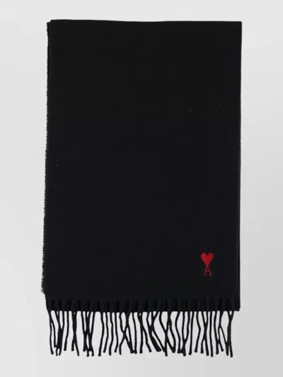 Ami Alexandre Mattiussi Quota Scarf Featuring Subtle Fringe Detailing In Black