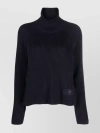Ami Alexandre Mattiussi Ami Logo Patch Ribbed Turtleneck Sweater In Blue