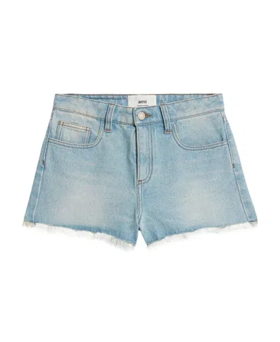 Ami Alexandre Mattiussi Raw-cut Mini Shorts In Blue