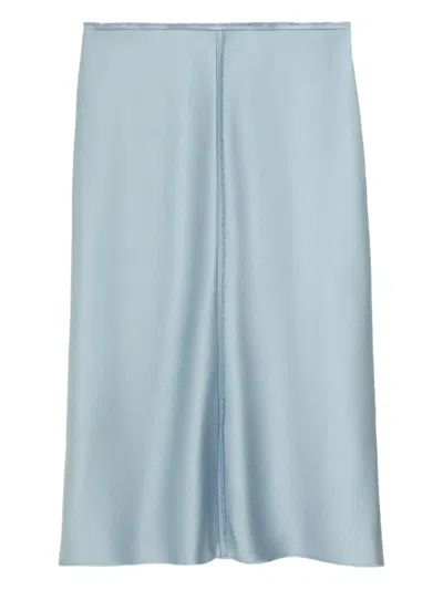 Ami Alexandre Mattiussi Raw-edge Midi Skirt In Blue