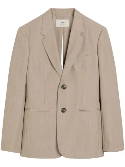Ami Alexandre Mattiussi Rear-slit Blazer In Neutrals