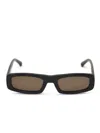 Ami Alexandre Mattiussi Rectangular Frame Sunglasses With Glossy Finish In Black