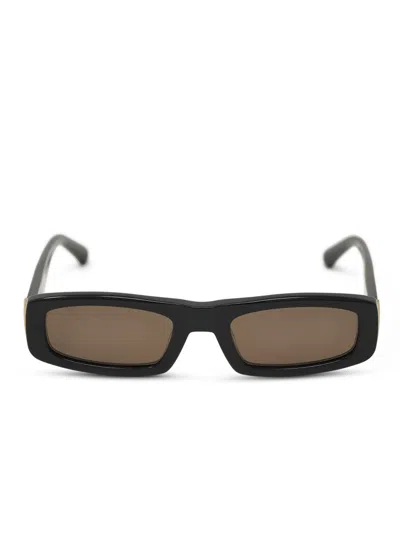 Ami Alexandre Mattiussi Rectangular Frame Sunglasses With Glossy Finish In Black
