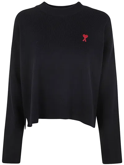 Ami Alexandre Mattiussi Ami Paris Red Adc Crew Neck Sweater Clothing In Black