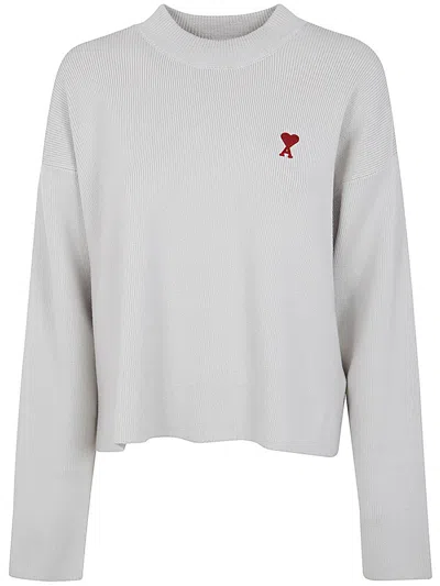 Ami Alexandre Mattiussi Ami Paris Red Adc Crew Neck Sweater Clothing In White