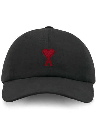 Ami Alexandre Mattiussi Red Adc Embroidery Cap In Black