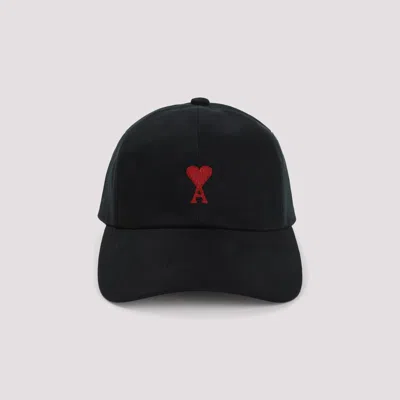 Ami Alexandre Mattiussi Red Adc Embroidery Hat In Black
