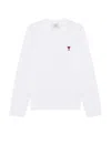 Ami Alexandre Mattiussi Ami Paris Ami De Coeur Logo Embroidered Long-sleeved T-shirt In White