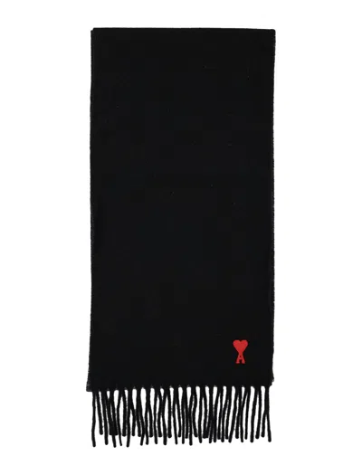 Ami Alexandre Mattiussi Ami Paris Red Adc Scarf In Black